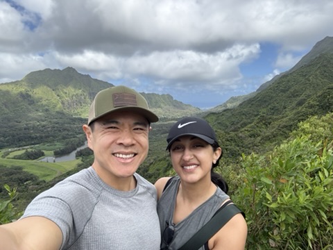 Dr. Eric Hsu hiking with family